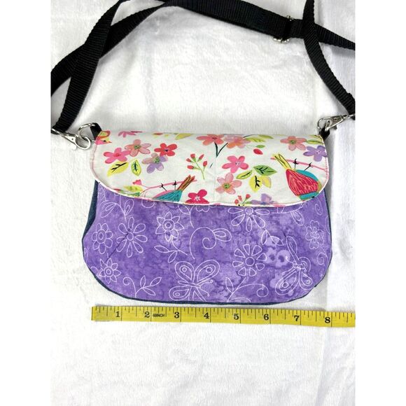 Handmade Upcycled Denim Small Magnetic Flap Shoulder/Crossbody Bag - Picture 11 of 12